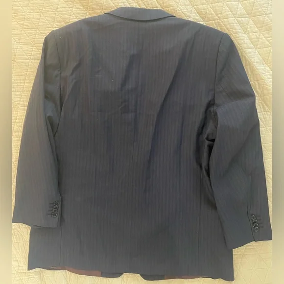 Ermenegildo Zegna Cool EffectSubtle Twin Stripe Navy Wool Suit 52 R/L $3295